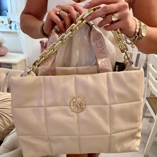 Torba shopper pikowana beżowa