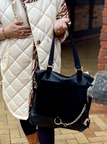 Czarna shopperka Laury Biaggi - obrazek 3