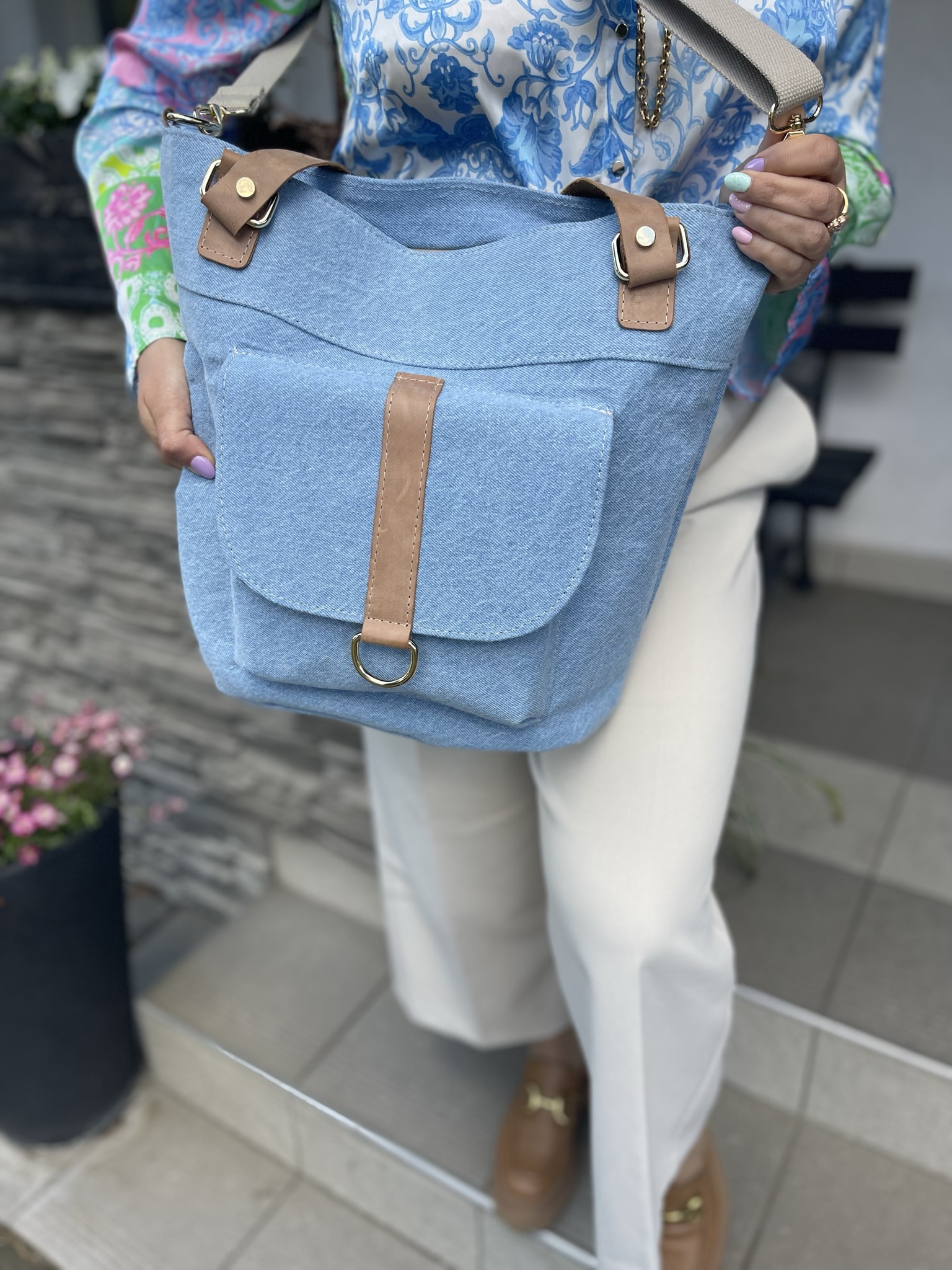 Niebieska shopperka Laury Biaggi - obrazek 4