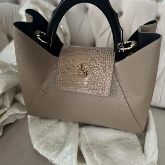 Skórzana beżowa shopperka Laura Biaggi