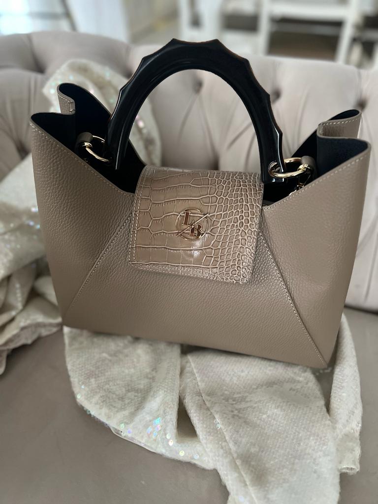 Skórzana beżowa shopperka Laura Biaggi