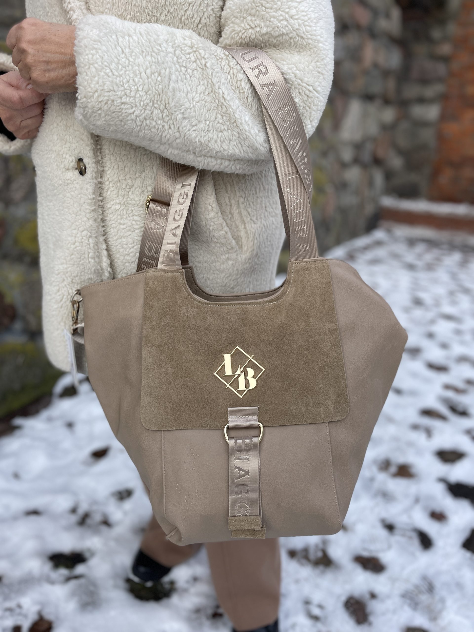 Beżowa shopperka Laury Biaggi - obrazek 7