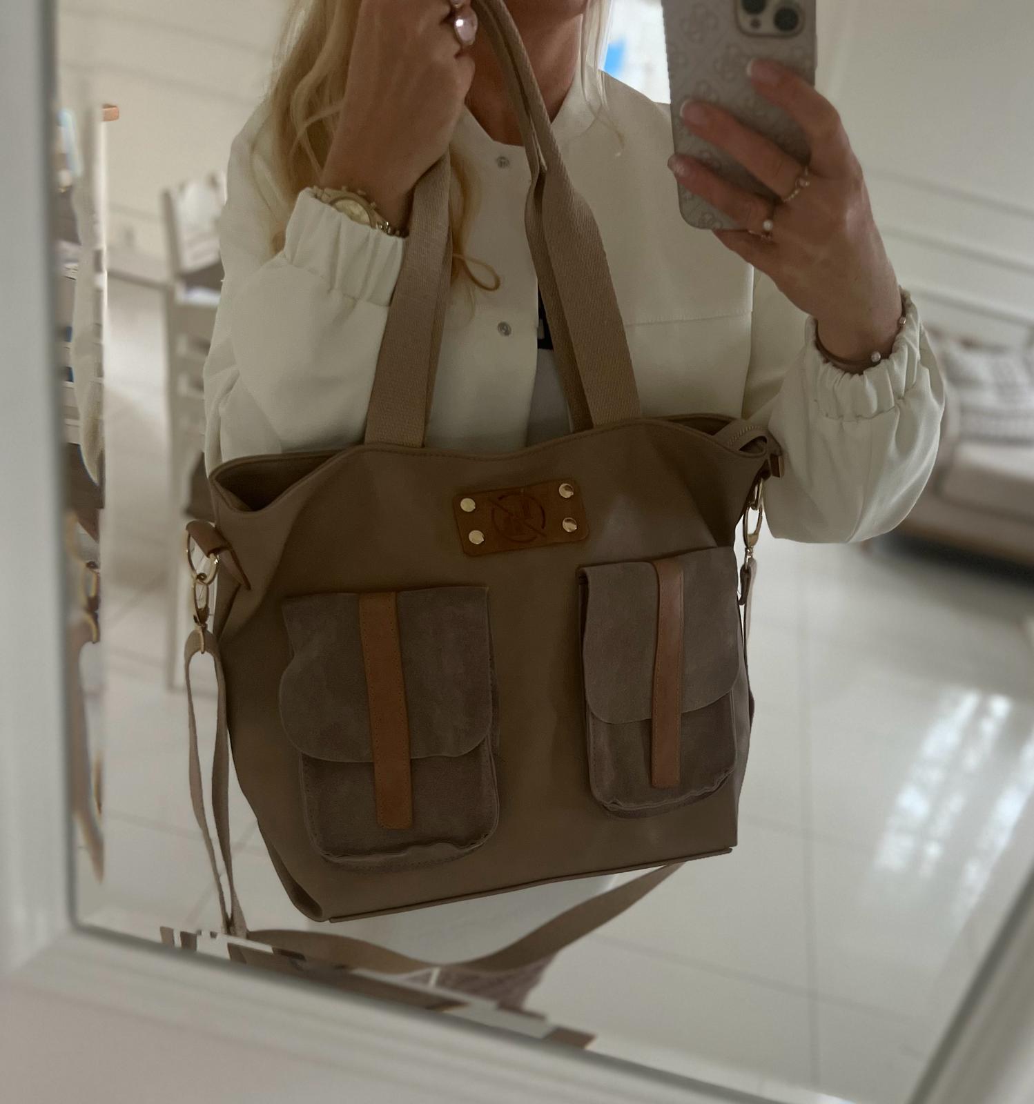 Beżowa shopperka Laury Biaggi - obrazek 3